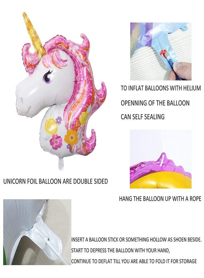 AMFIN® (Pack of 2) Unicorn Head Shaped Foil Balloons, Unicorn Face Birthday Decorations, Unicorn Theme Birthday Decorations, Happy Birthday Foil Balloon, Theme Decoration Unicorn - Image 5